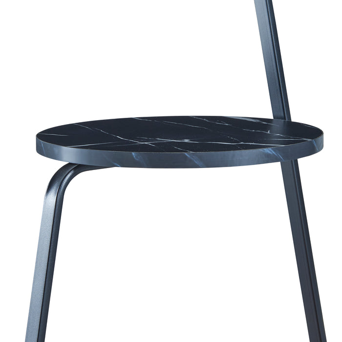 Tavolino Basso da Divano 'Sipoo' con Telaio in Metallo e 3 Piani d'Appoggio - Effetto Noce/Marmo Nero [en.casa]