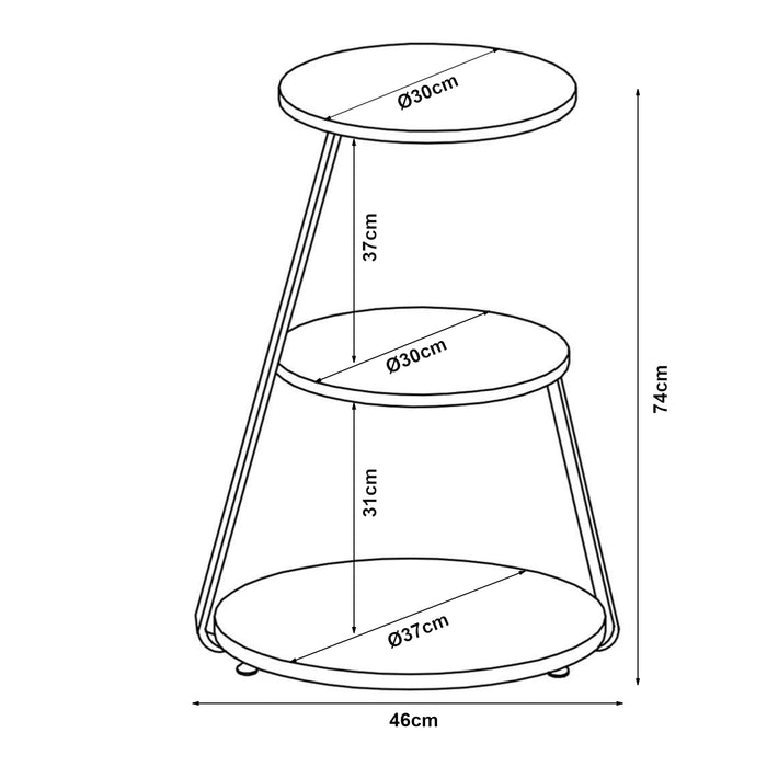 Tavolino Basso da Divano 'Sipoo' con Telaio in Metallo e 3 Piani d'Appoggio - Marmo Bianco [en.casa]