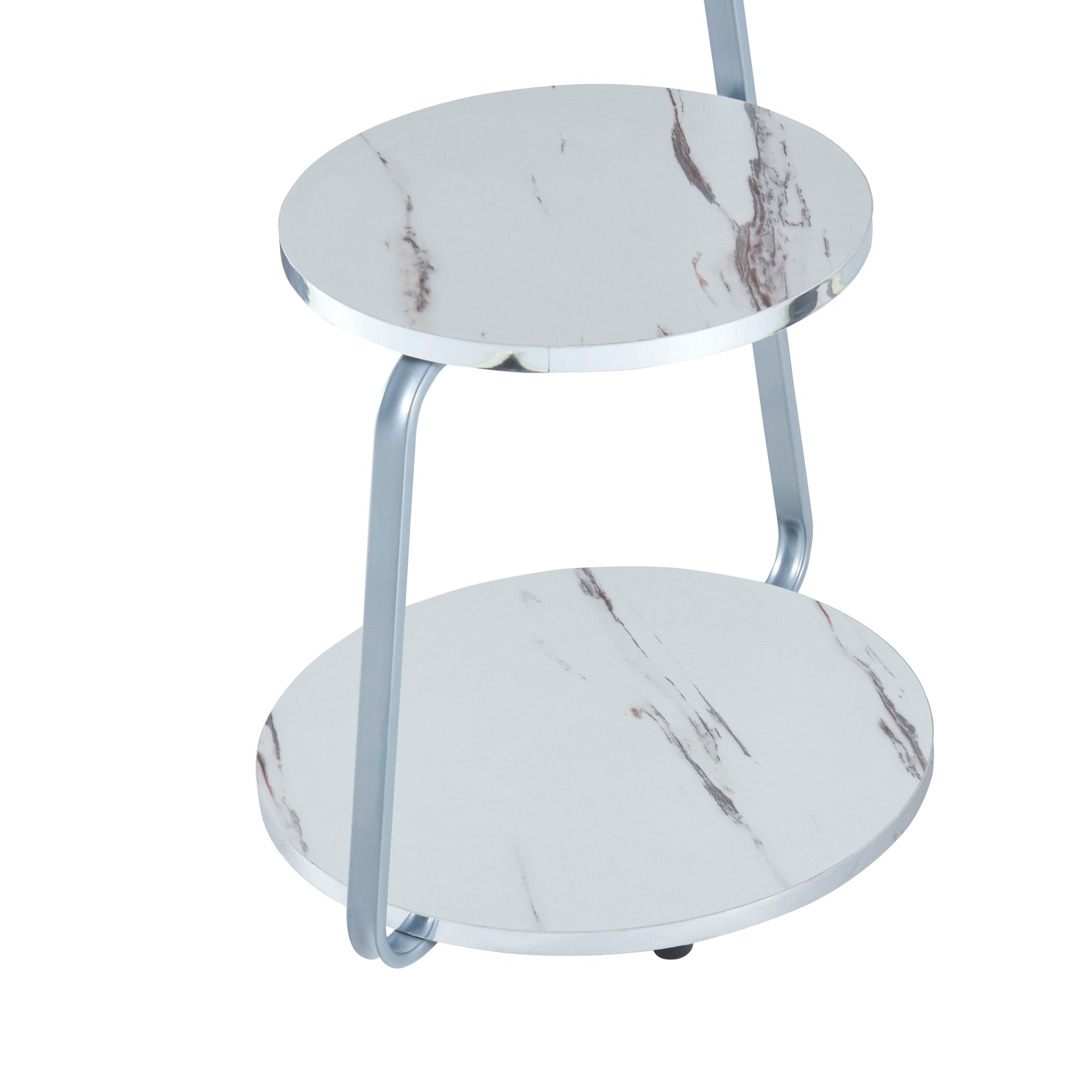 Tavolino Basso da Divano 'Sipoo' con Telaio in Metallo e 3 Piani d'Appoggio - Marmo Bianco [en.casa]