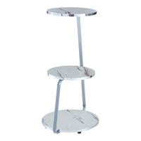 Tavolino Basso da Divano 'Sipoo' con Telaio in Metallo e 3 Piani d'Appoggio - Marmo Bianco [en.casa]