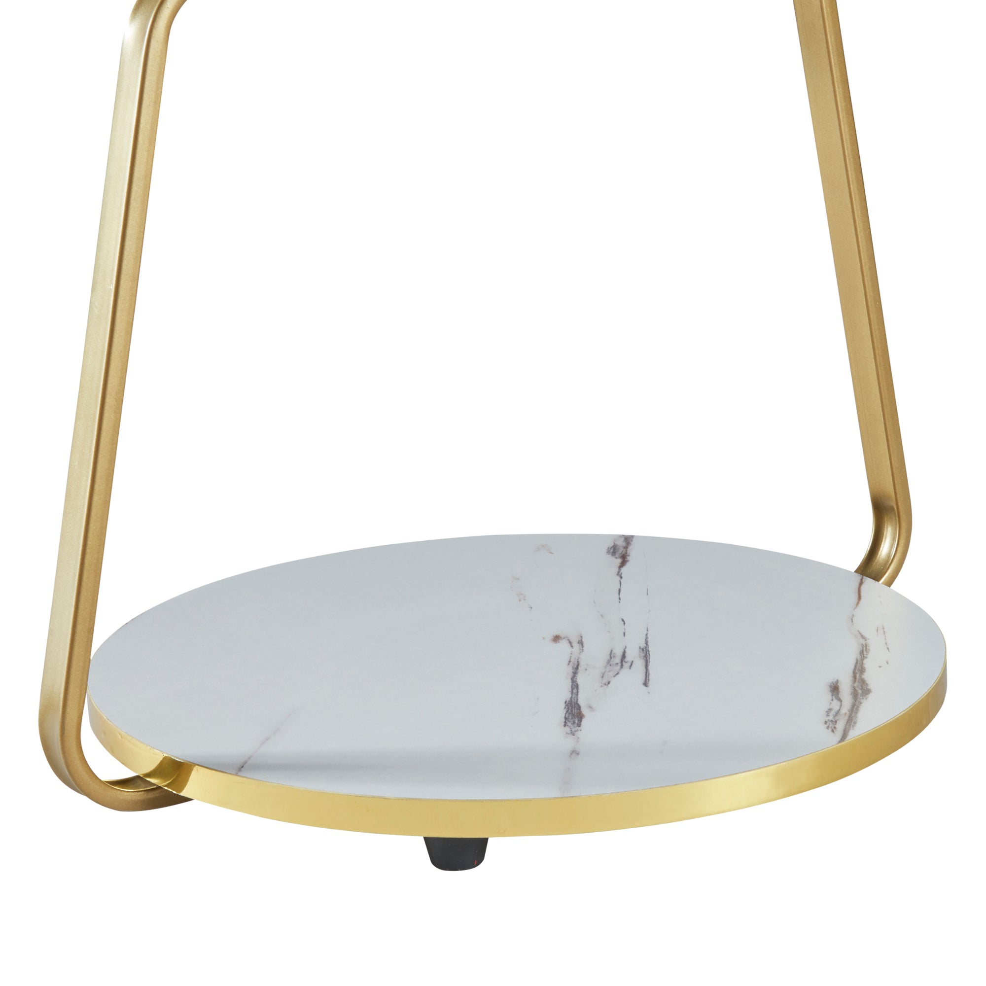 Tavolino Basso da Divano 'Sipoo' con Telaio in Metallo e 3 Piani d'Appoggio - Marmo Bianco / Marmo Nero [en.casa]