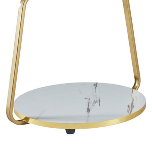 Tavolino Basso da Divano 'Sipoo' con Telaio in Metallo e 3 Piani d'Appoggio - Marmo Bianco / Marmo Nero [en.casa]