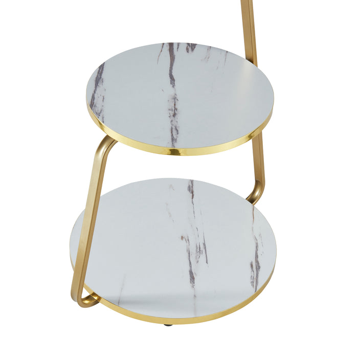 Tavolino Basso da Divano 'Sipoo' con Telaio in Metallo e 3 Piani d'Appoggio - Marmo Bianco / Marmo Nero [en.casa]