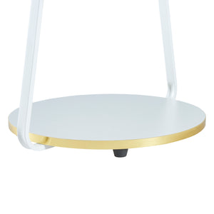 Tavolino Basso da Divano 'Sipoo' con Telaio in Metallo e 3 Piani d'Appoggio - Bianco / Oro [en.casa]