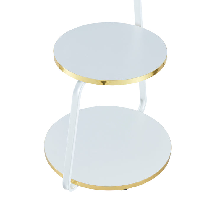 Tavolino Basso da Divano 'Sipoo' con Telaio in Metallo e 3 Piani d'Appoggio - Bianco / Oro [en.casa]