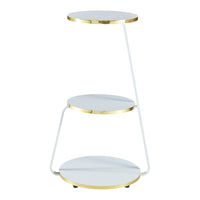 Tavolino Basso da Divano 'Sipoo' con Telaio in Metallo e 3 Piani d'Appoggio - Bianco / Oro [en.casa]