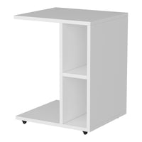 Tavolino Laterale da Divano 'Brørup' Tavolino Consolle con Rotelle - Bianco [en.casa]