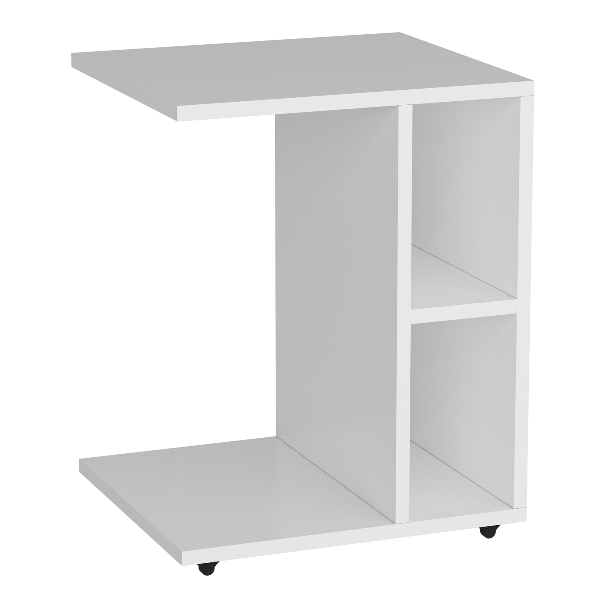 Tavolino Laterale da Divano 'Brørup' Tavolino Consolle con Rotelle - Bianco [en.casa]