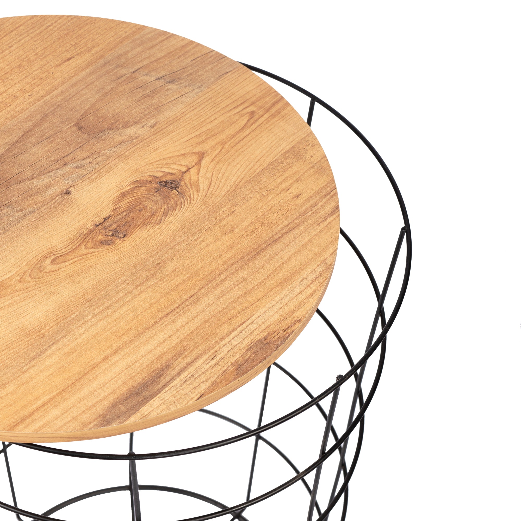 Set 'Hundested' da 2 Tavolini a Forma di Cestino in Misure Diverse 2 Tavolini Contenitori con Piano Tondo Rimovibile