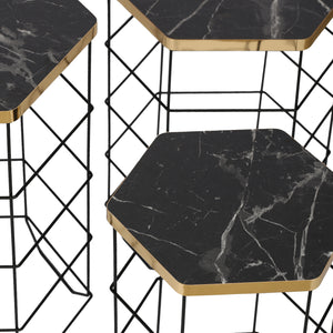 Set 'Hørning' di 3 Tavolini Bassi a Forma di Cestello in Misure Diverse 3 Tavolini Sovrapponibili con Piano Rimovibile