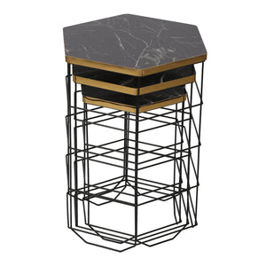 Set 'Hørning' di 3 Tavolini Bassi a Forma di Cestello in Misure Diverse 3 Tavolini Sovrapponibili con Piano Rimovibile