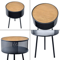 Tavolino Basso 'Bjørnsund' a Treppiedi con Scomparto Semiaperto - Struttura in Metallo [en.casa]