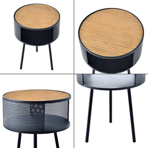 Tavolino Basso 'Bjørnsund' a Treppiedi con Scomparto Semiaperto - Struttura in Metallo [en.casa]