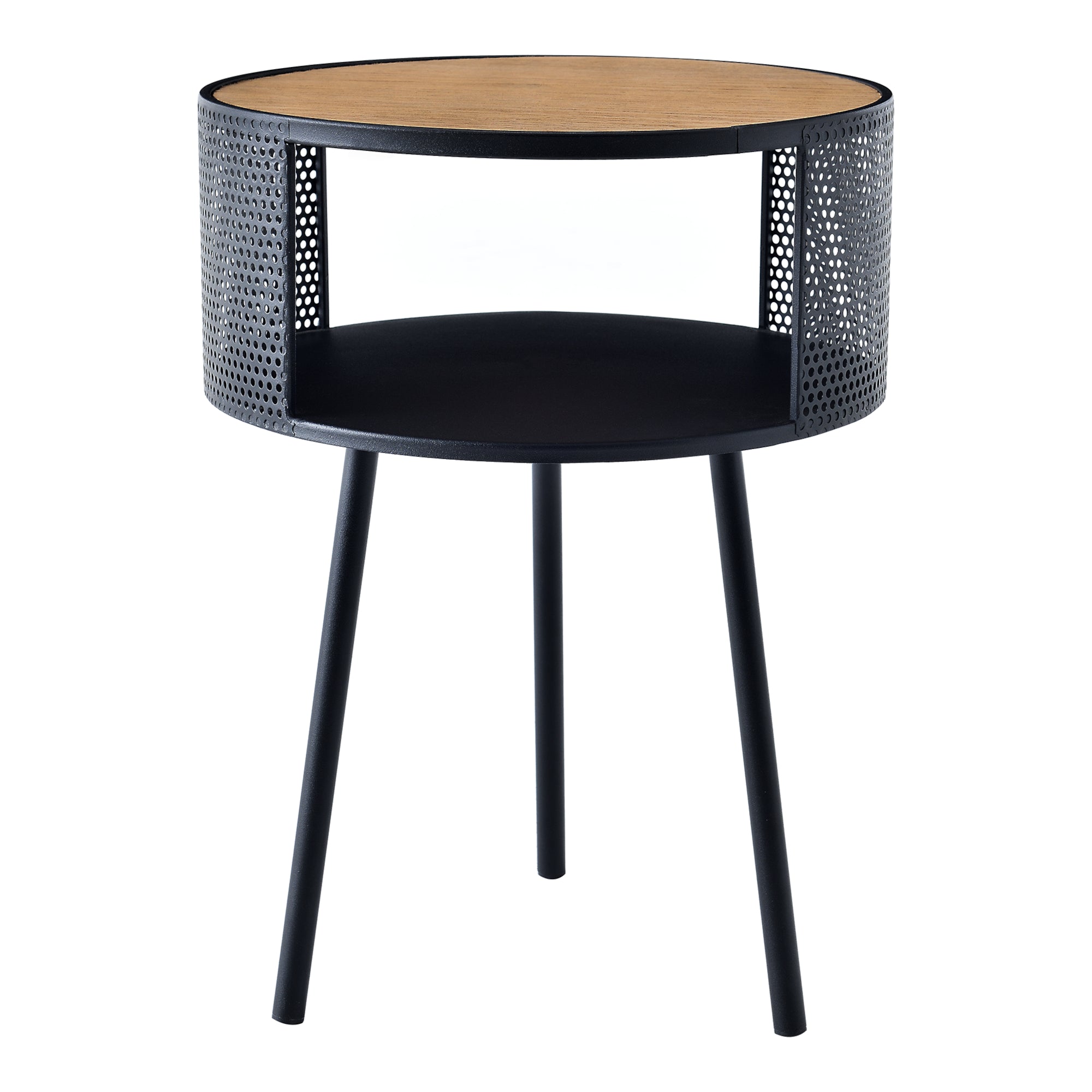 Tavolino Basso 'Bjørnsund' a Treppiedi con Scomparto Semiaperto - Struttura in Metallo [en.casa]