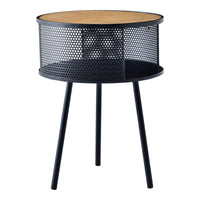 Tavolino Basso 'Bjørnsund' a Treppiedi con Scomparto Semiaperto - Struttura in Metallo [en.casa]