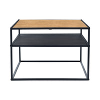 Tavolino da caffè 'Quinisut' Tavolino Basso con 2 Ripiani d'Appoggio - Color Legno / Nero [en.casa]