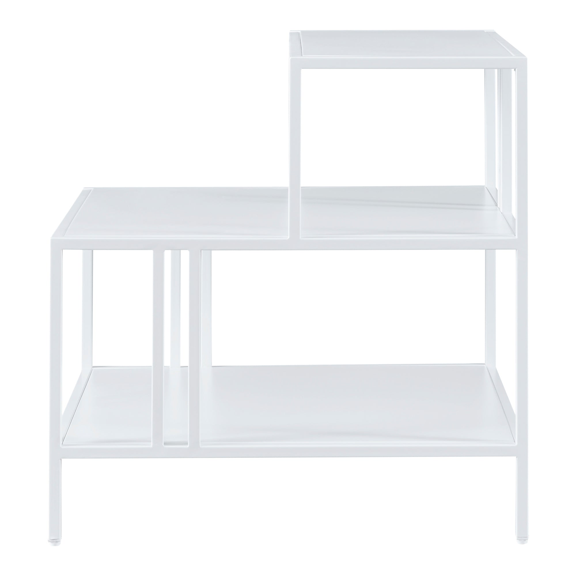 Tavolino Basso Kumlinge in Acciaio con Ripiani Quadrati 60 x 60 x 50 cm Bianco [en.casa]