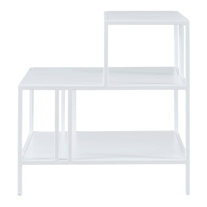 Tavolino Basso Kumlinge in Acciaio con Ripiani Quadrati 60 x 60 x 50 cm Bianco [en.casa]