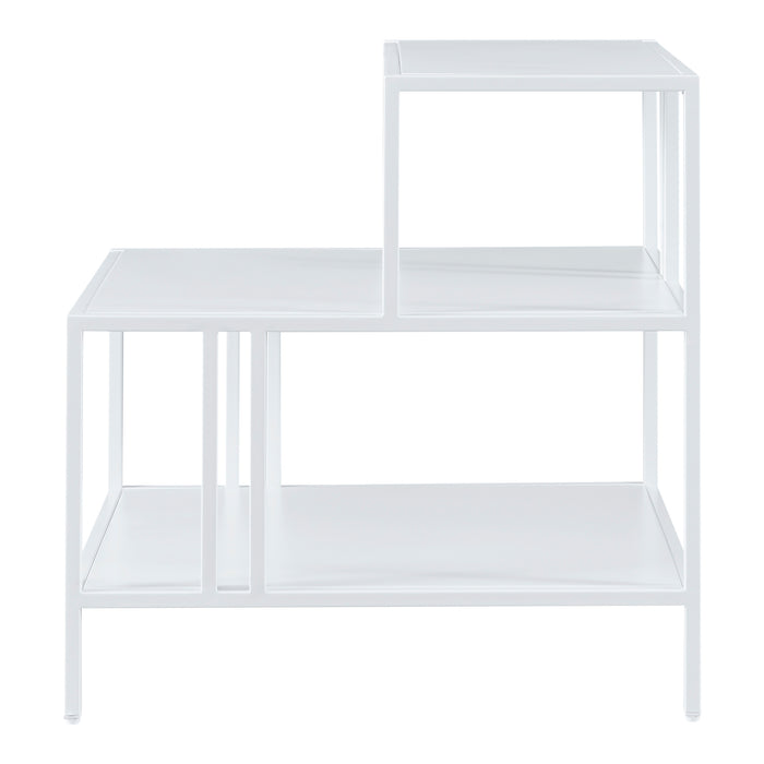 Tavolino Basso Kumlinge in Acciaio con Ripiani Quadrati 60 x 60 x 50 cm Bianco [en.casa]