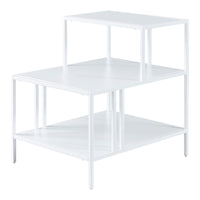 Tavolino Basso Kumlinge in Acciaio con Ripiani Quadrati 60 x 60 x 50 cm Bianco [en.casa]