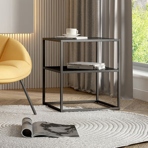 Tavolino Basso 'Raahe' in Acciaio Consolle da Divano - Nero Opaco [en.casa]