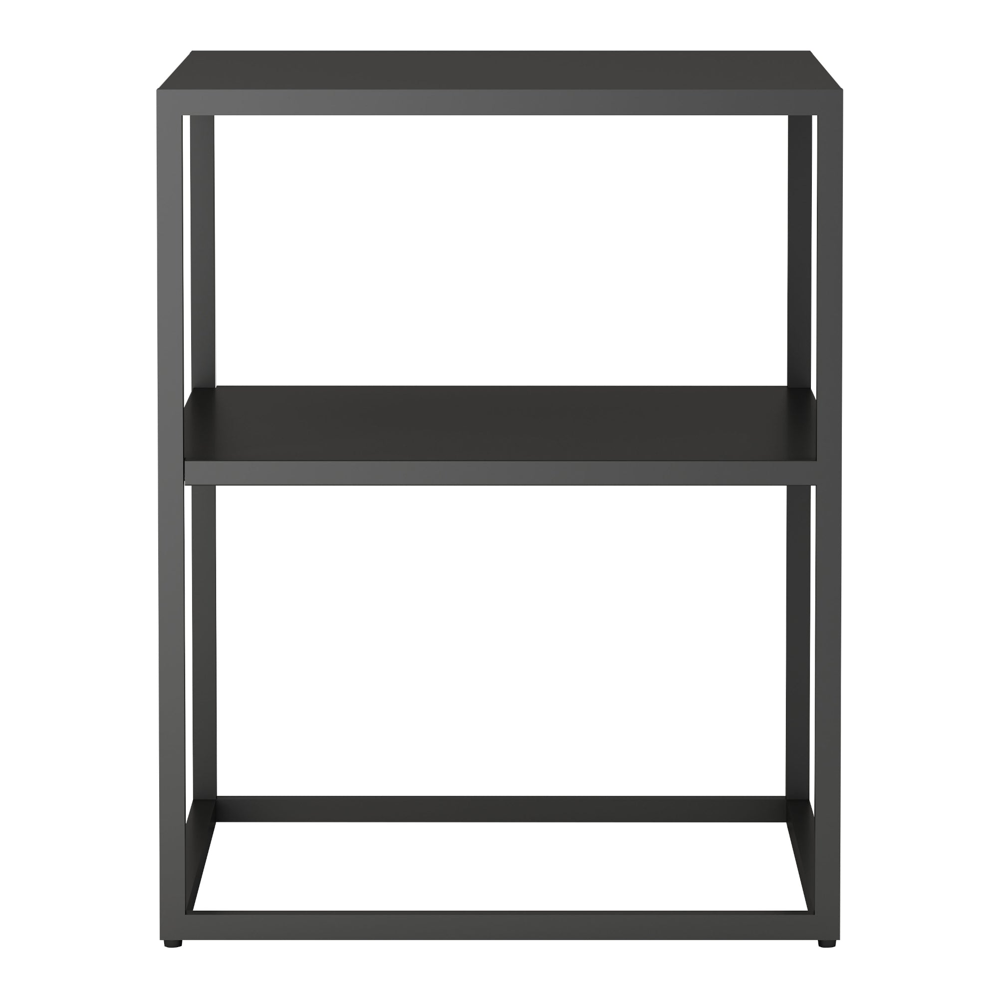 Tavolino Basso 'Raahe' in Acciaio Consolle da Divano - Nero Opaco [en.casa]