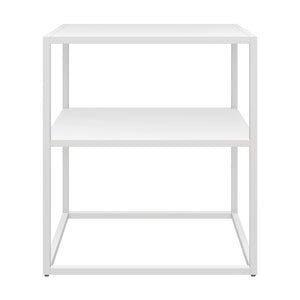 Tavolino Basso 'Raahe' in Acciaio Consolle da Divano - Bianco Opaco [en.casa]