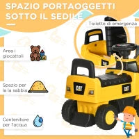 Ruspa Giocattolo per Bambini 18 e 36 Mesi con Escavatore e Spazio Portaoggetti, 78x29.5x54 cm, Giallo e Nero