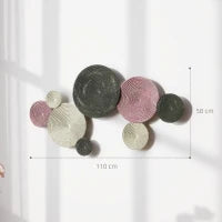 Wall Art a 8 Dischi 3D in Metallo, 110x7x58 cm, color Bronzo, Arancione e Giallo