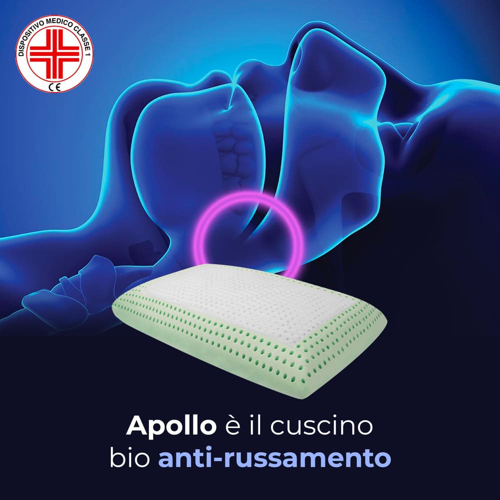 Cuscino in memory foam Anti-Russamento Bio - La Soluzione per Respirare Meglio - Apollo - 72x42x12cm