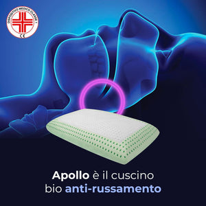 Cuscino in memory foam Anti-Russamento Bio - La Soluzione per Respirare Meglio - Apollo - 72x42x12cm