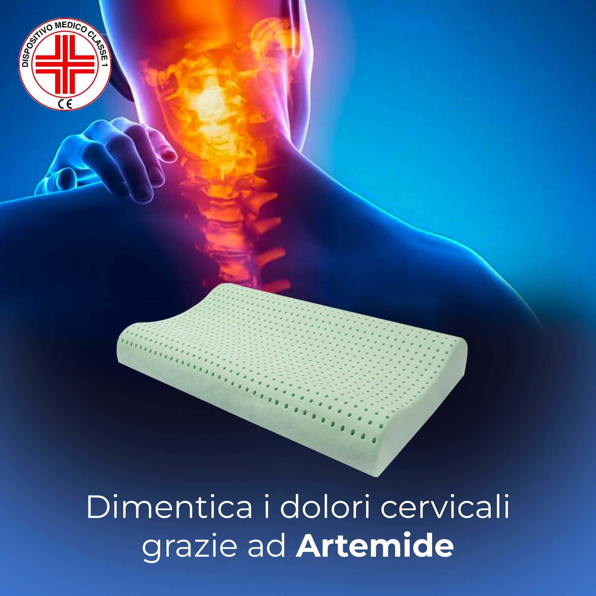 Cuscino in memory foam Cervicale con Aloe - Relax Totale - Artemide -72x42x10/8/9cm