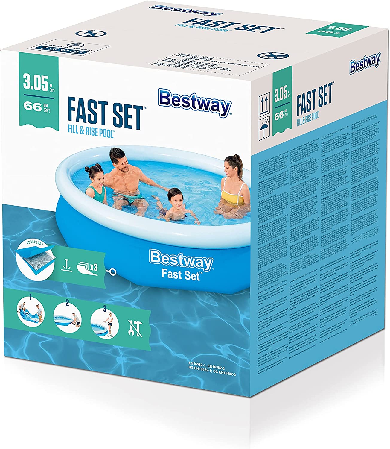 Bestway 57456 piscina gonfiabile fast set rotonda da 305x66 cm