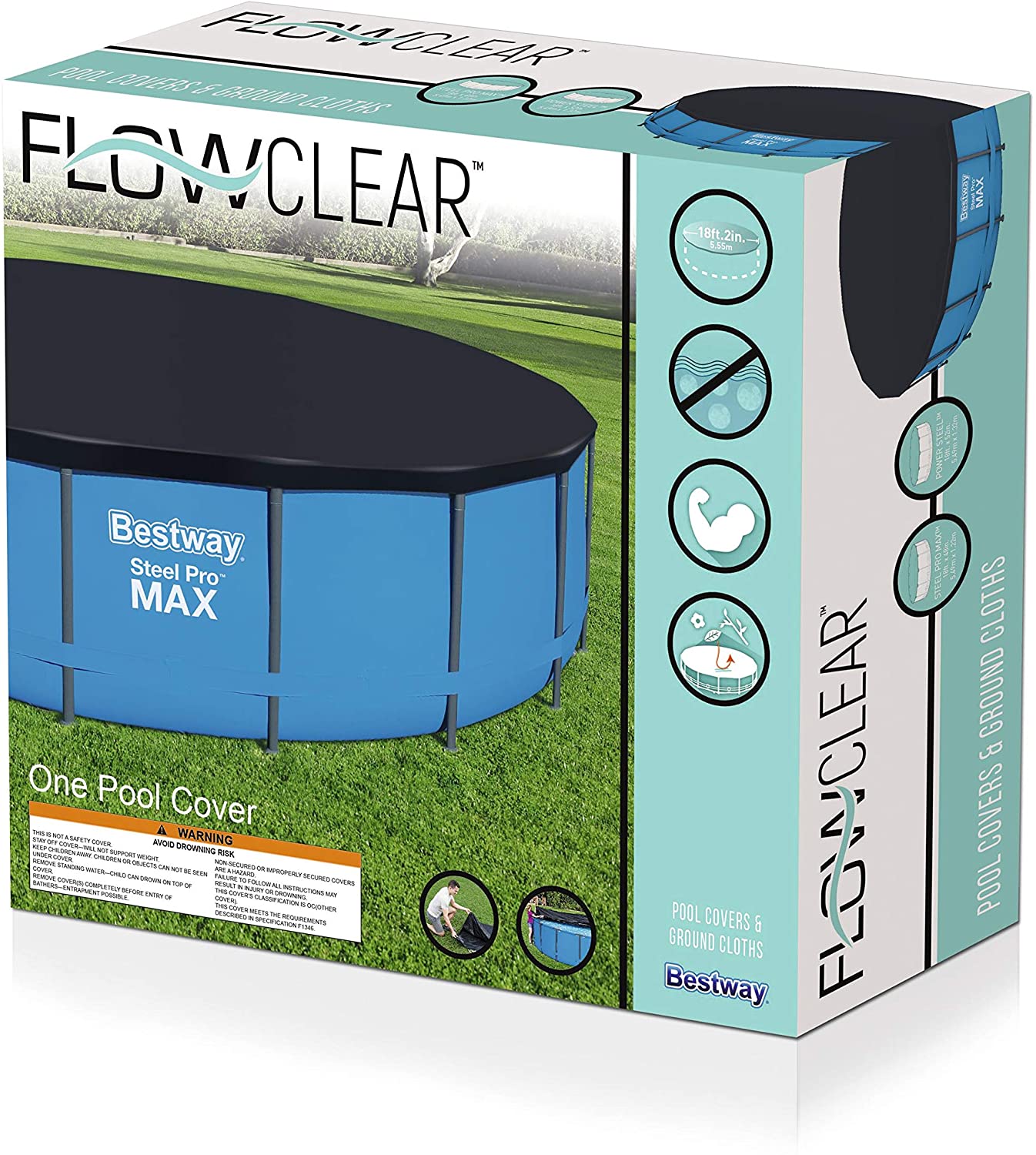 Bestway 58039 telo copertura in pvc accessorio per piscine steel pro max - power steel diametro cm.549