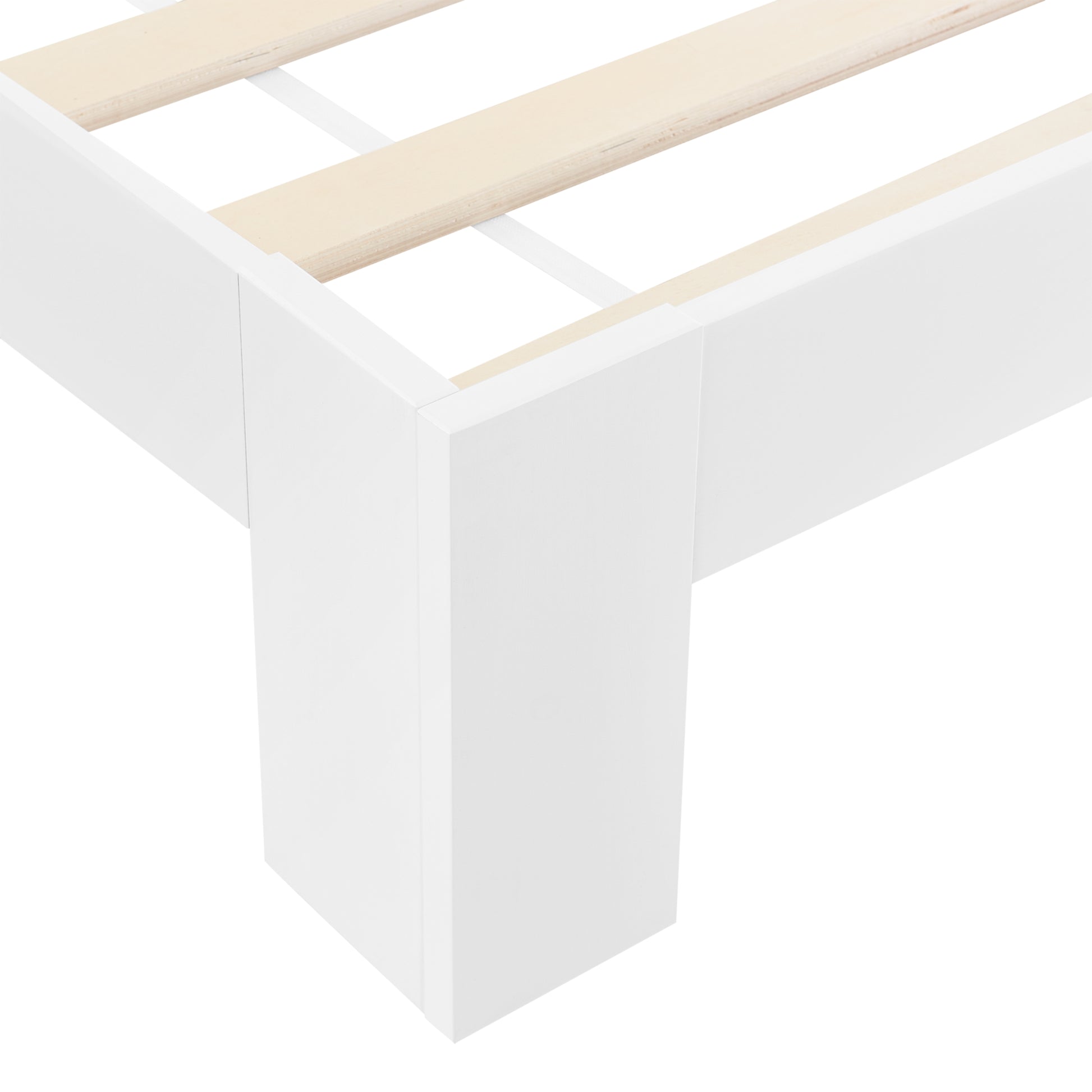 Struttura Letto in Legno di Pino 100 x 200 cm con Rete a Doghe Letto Singolo in Design Minimal - Bianco