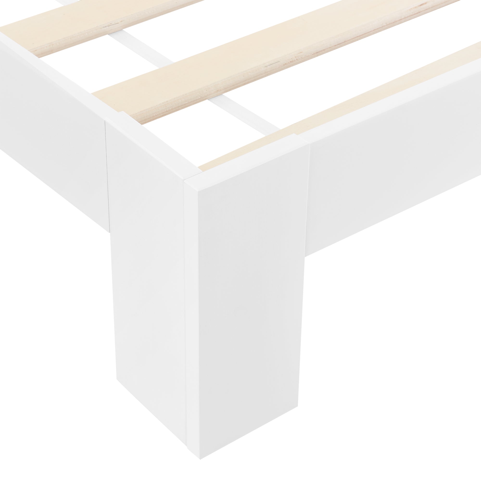 Struttura Letto in Legno di Pino 100 x 200 cm con Rete a Doghe Letto Singolo in Design Minimal - Bianco