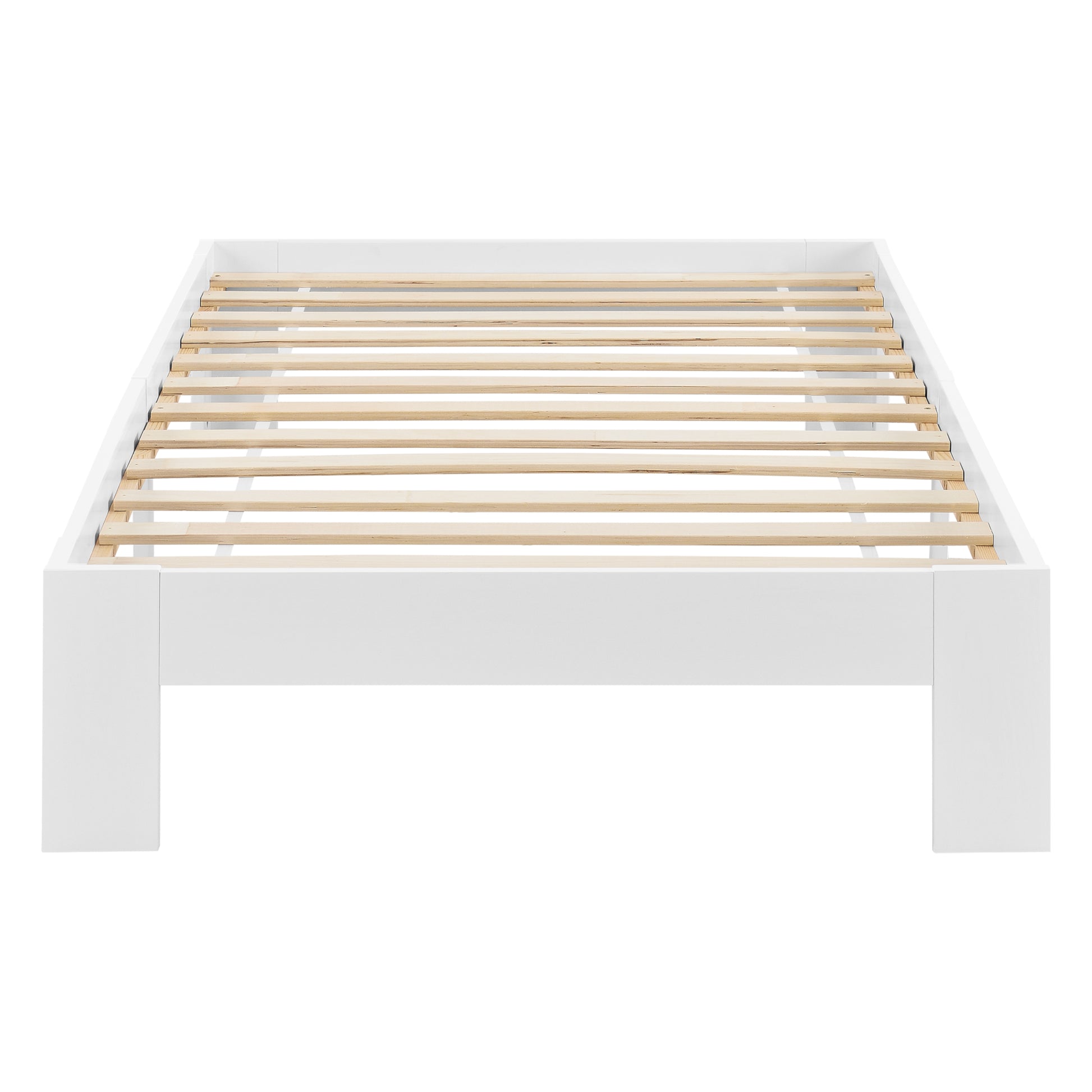 Struttura Letto in Legno di Pino 100 x 200 cm con Rete a Doghe Letto Singolo in Design Minimal - Bianco