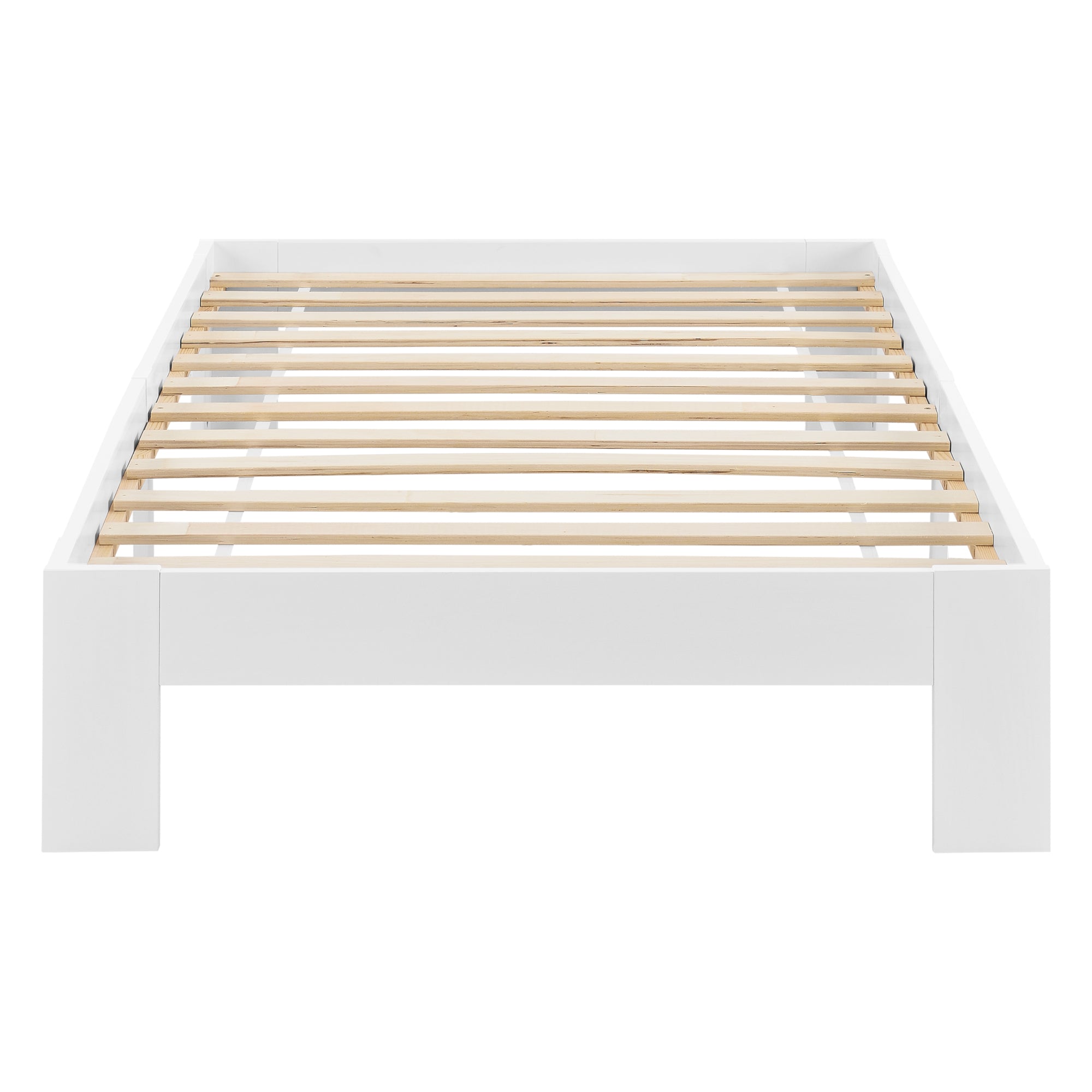 Struttura Letto in Legno di Pino 100 x 200 cm con Rete a Doghe Letto Singolo in Design Minimal - Bianco