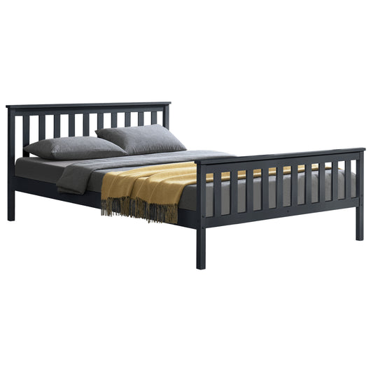 Struttura Letto Matrimoniale in Legno con Testiera e Pediera a Griglia 180x200 cm Grigio Scuro [en.casa]