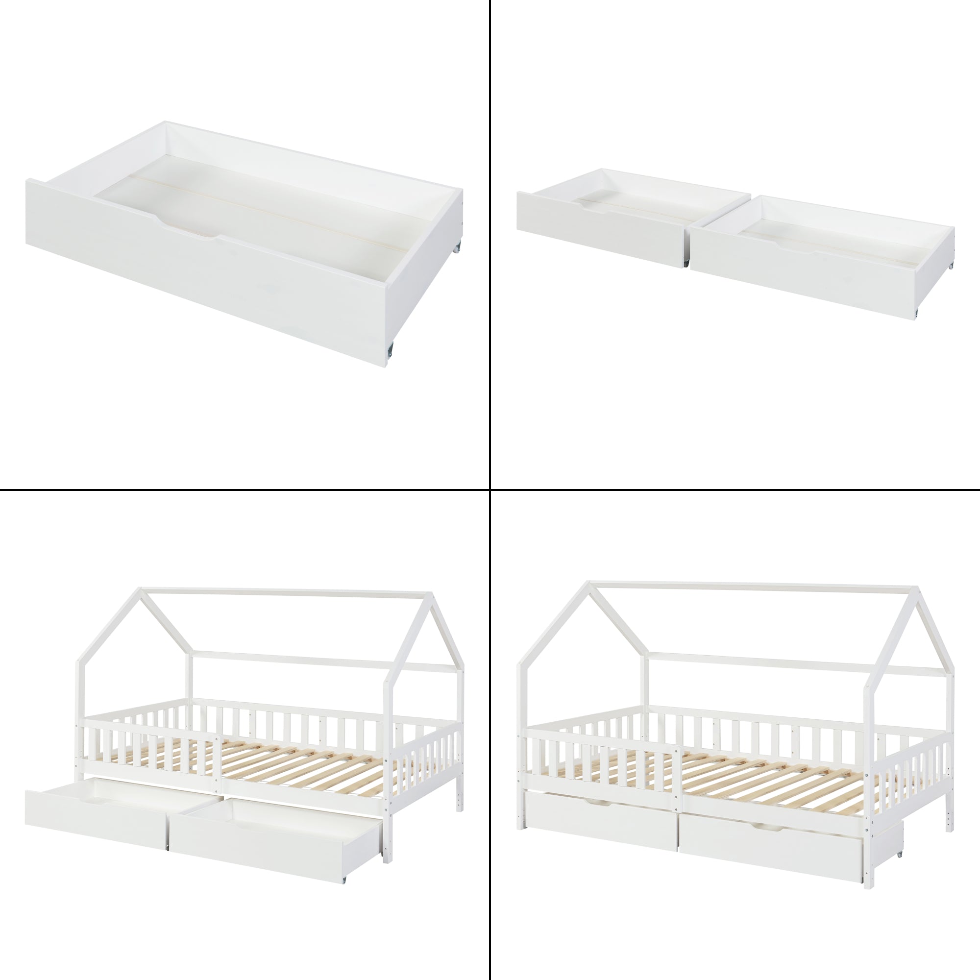Set di 2 Cassetti Sottoletto Ydre a 4 Rotelle 97,5 x 62 x 22 cm Bianco [en.casa]