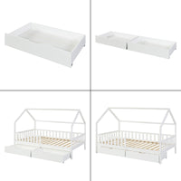 Set di 2 Cassetti Sottoletto Ydre a 4 Rotelle 97,5 x 62 x 22 cm Bianco [en.casa]