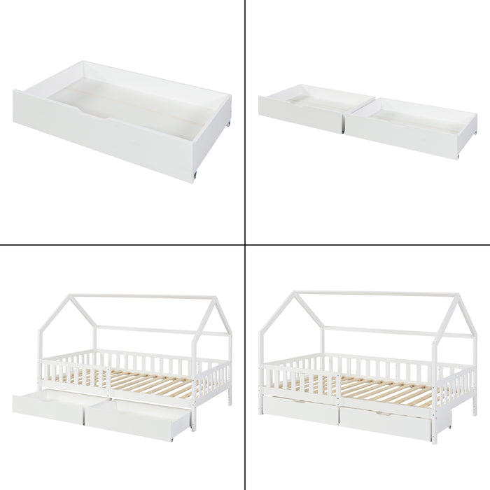Set di 2 Cassetti Sottoletto Ydre a 4 Rotelle 97,5 x 62 x 22 cm Bianco [en.casa]