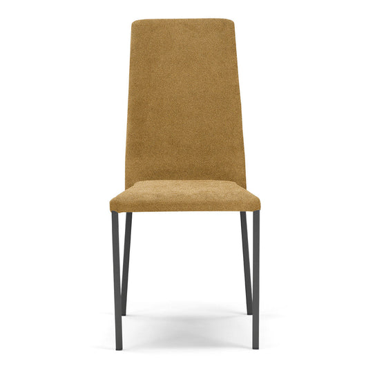 Sedia imbottita 100% MADE IN ITALY BETTY NEW per sala da pranzo, cucina, soggiorno, design moderno, gambe robuste in metallo, rivestimento in tessuto antistrappo morbido al tatto colore Ambra