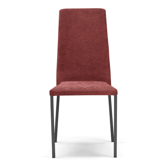 Sedia imbottita 100% MADE IN ITALY BETTY NEW per sala da pranzo, cucina, soggiorno, design moderno, gambe robuste in metallo, rivestimento in tessuto antistrappo morbido al tatto colore Rosso