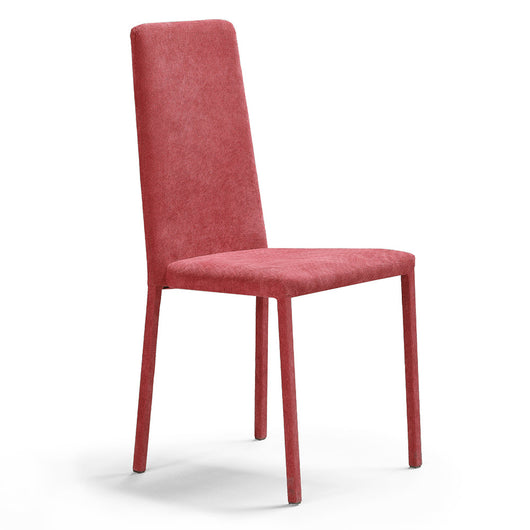 Set 4 sedie imbottite 100% MADE IN ITALY BETTY PLUS per sala da pranzo, cucina, soggiorno, design moderno, struttura robusta in metallo rivestita, schienale e seduta rivestiti in velluto colore Rosso