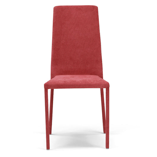 Sedia imbottita 100% MADE IN ITALY BETTY PLUS per sala da pranzo, cucina, soggiorno, design moderno, struttura robusta in metallo rivestita, schienale e seduta rivestiti in velluto colore Rosso
