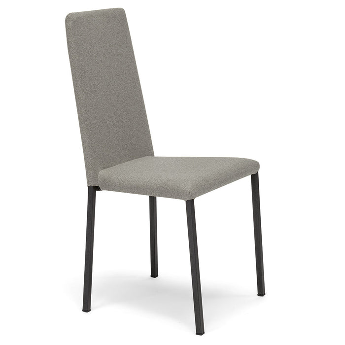 Set 2 sedie imbottita modello BETTY STYLE per interni, design moderno, gambe quadre in metallo, schienale e seduta rivestiti con tessuto morbido al tatto Pietra