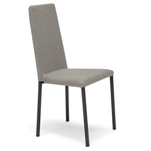 Set 4 sedie imbottita modello BETTY STYLE per interni, design moderno, gambe quadre in metallo, schienale e seduta rivestiti con tessuto morbido al tatto Pietra