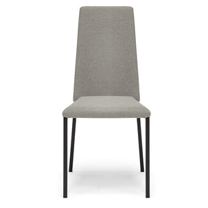 Set 4 sedie imbottita modello BETTY STYLE per interni, design moderno, gambe quadre in metallo, schienale e seduta rivestiti con tessuto morbido al tatto Pietra