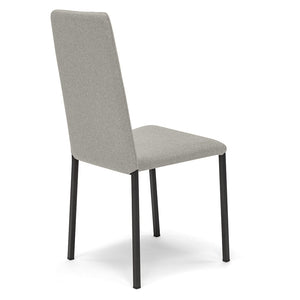 Set 4 sedie imbottita modello BETTY STYLE per interni, design moderno, gambe quadre in metallo, schienale e seduta rivestiti con tessuto morbido al tatto Pietra